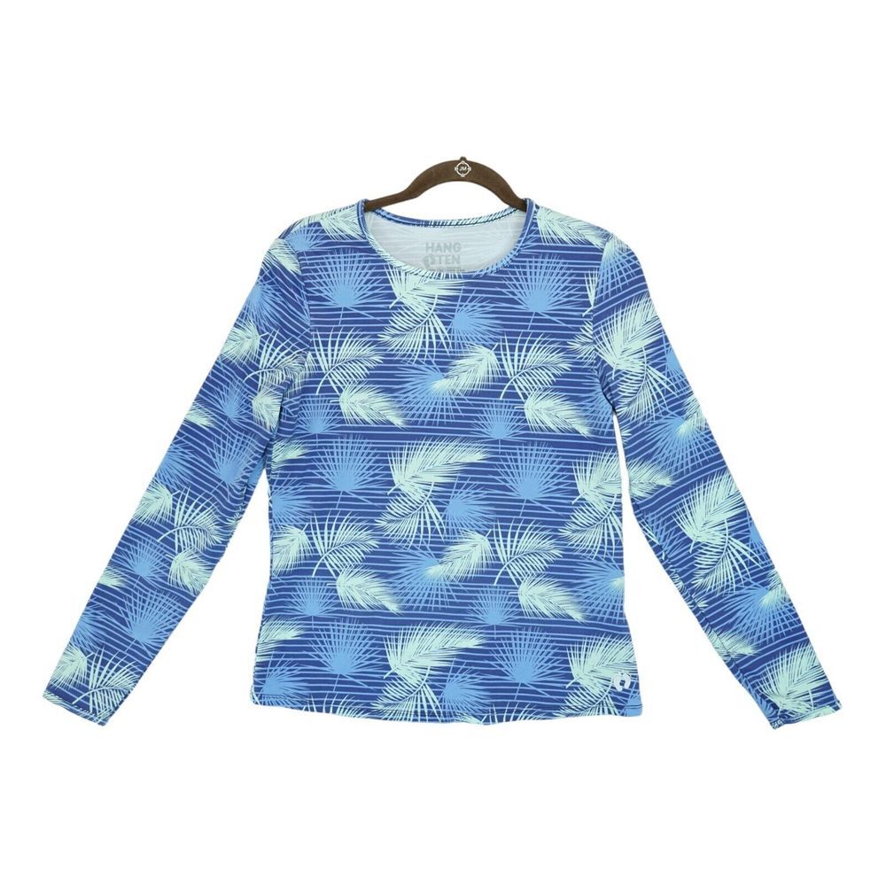 Hang Ten Women Surfing Stretch Blue Polyester Crew Neck Floral Pattern Medium‎